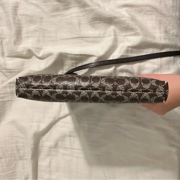 Coach Signature NS Brown Coated Canvas Swingpack Crossbody Bag - Picture 3 of 10